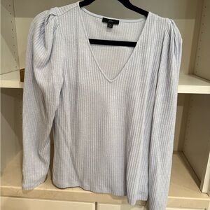 J. Crew Light Blue Ribbed V-Neck Blouse